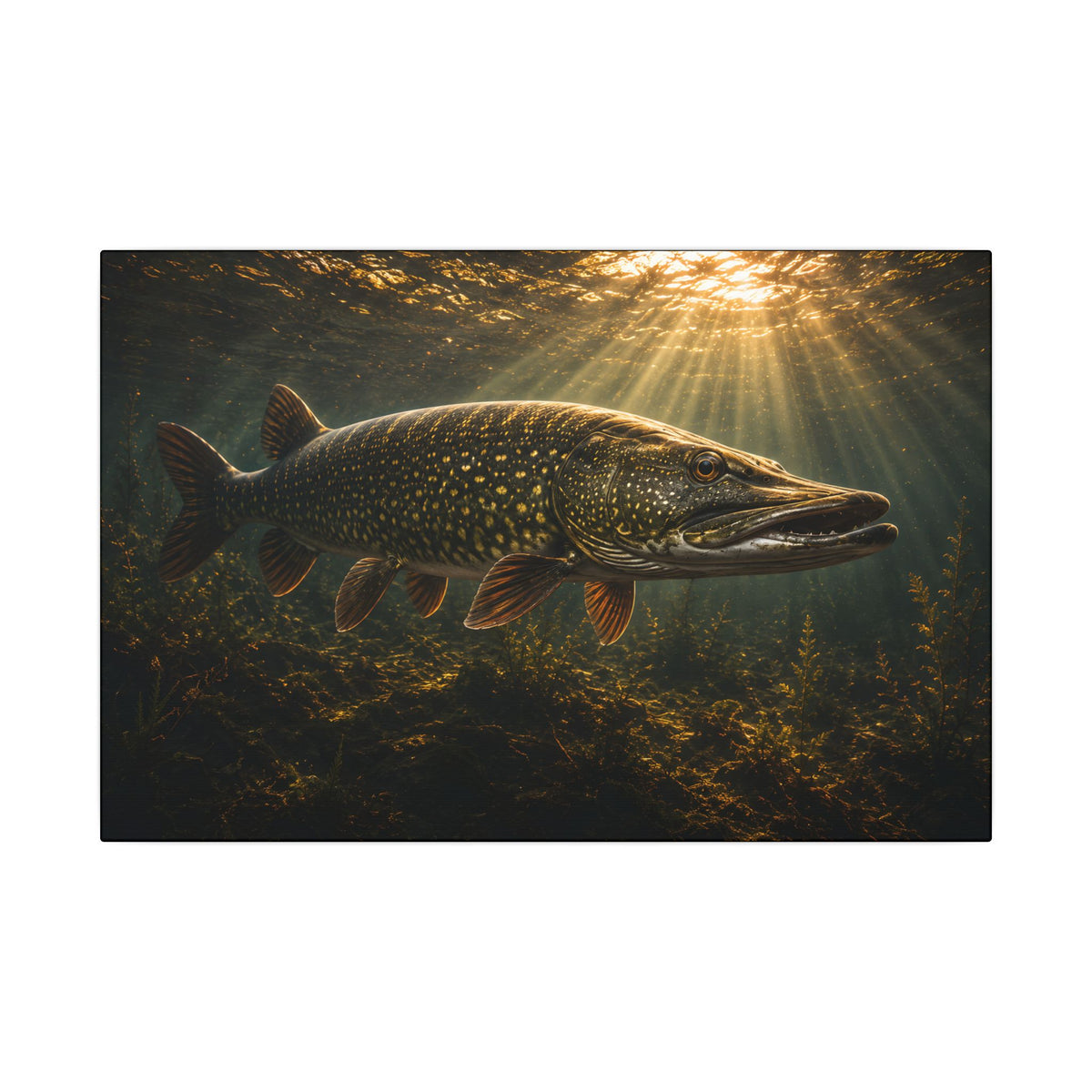 The Encounter Northern Pike canvas, 18x12 size view