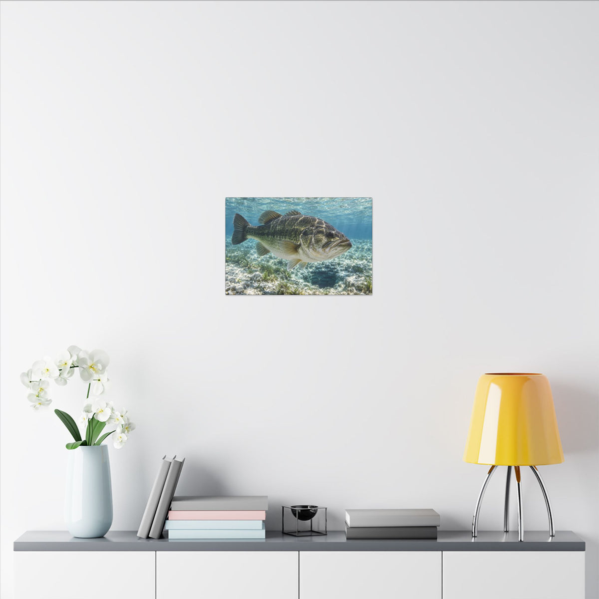 Crystal Spring Passage Largemouth Bass canvas in a home office