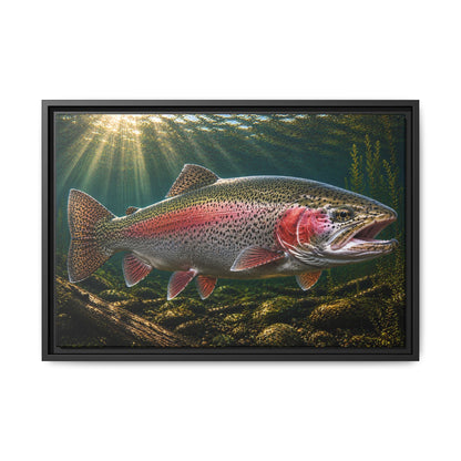 Mountain Stream Rainbow Trout framed canvas wall art, view 3