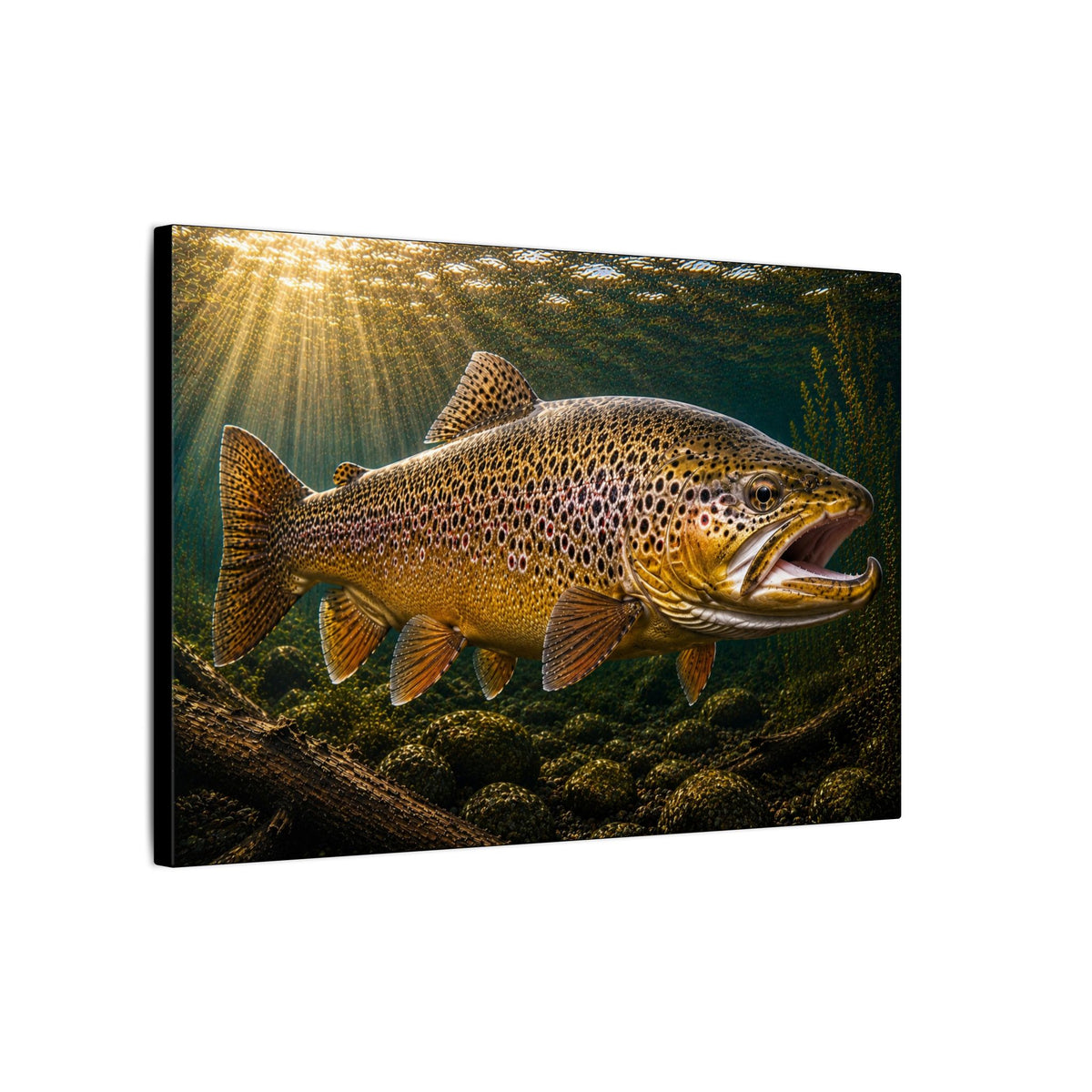 Over the Rocks at Sunrise Brown Trout canvas wall art, view 4