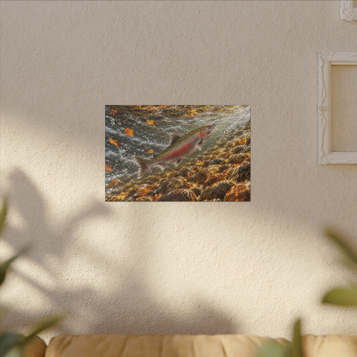 Autumn Leaf Run Salmon canvas wall art, view 5