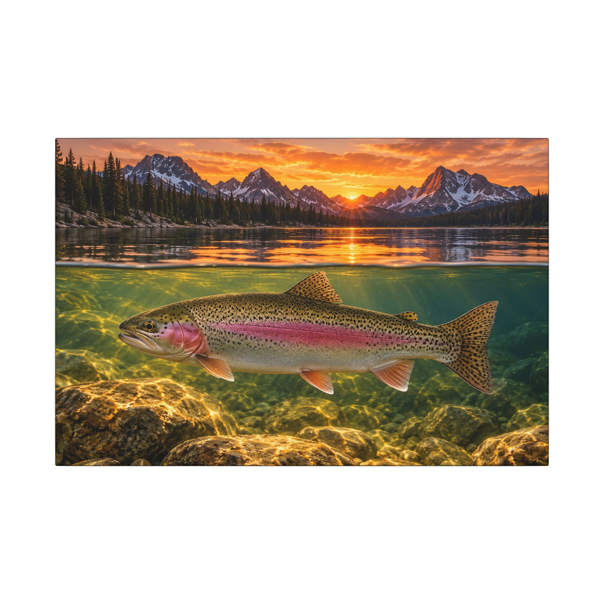 Alpine Over-Under Rainbow Trout canvas wall art – photo 2
