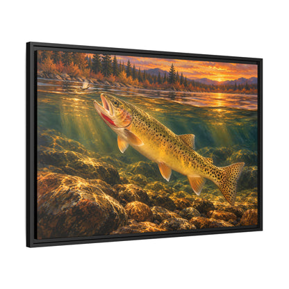 Red Throat at Dusk Cutthroat Trout framed canvas, side angle