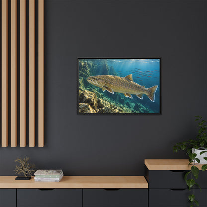Pend Oreille Giant Bull Trout framed canvas in a home office