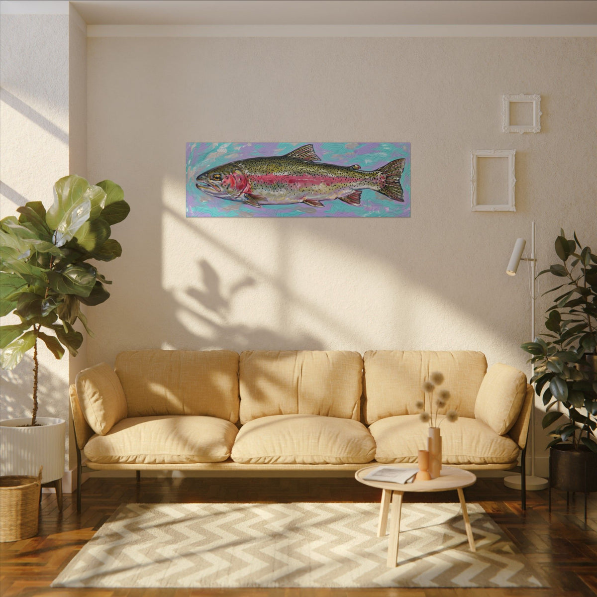 Legends Bold River Rainbow Trout Panorama long canvas wall art, view 5