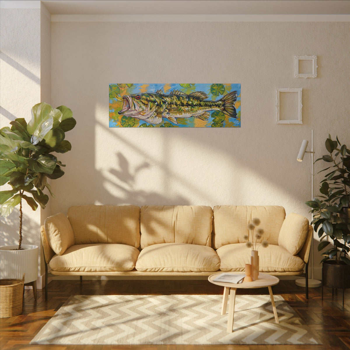 Legends Bold Lily Pad Largemouth Bass Panorama long canvas wall art, view 5