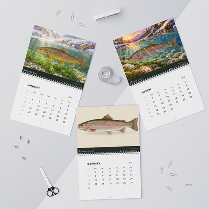 2027 Trout Wall Calendar — Fish Art with Best Fishing Days