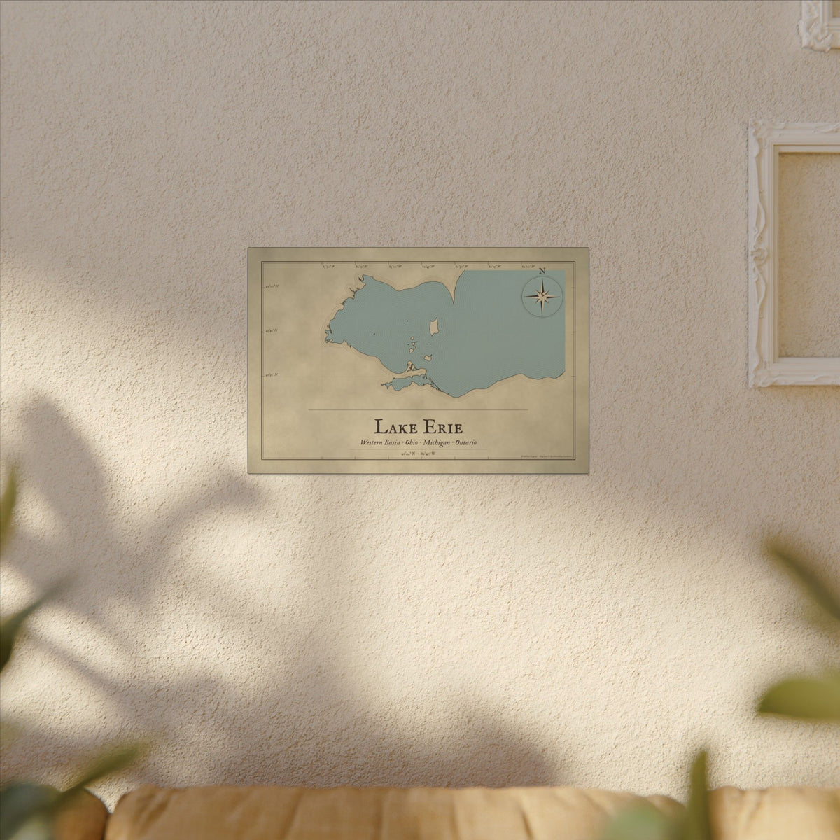 Lake Erie Western Basin Vintage Map canvas wall art, view 5