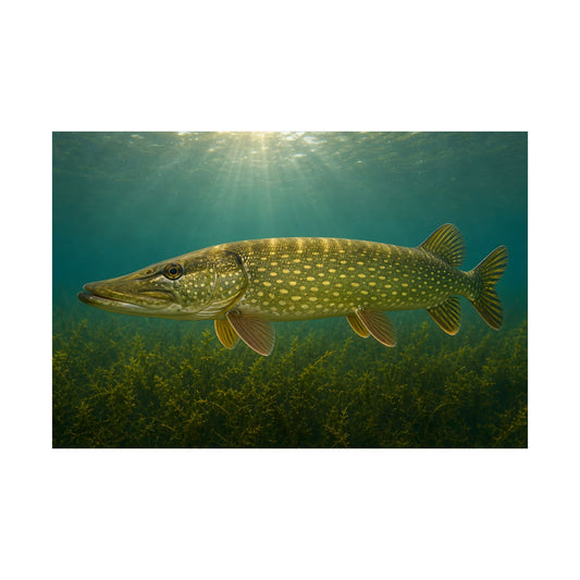 Sunlit Ambush Northern Pike poster wall art