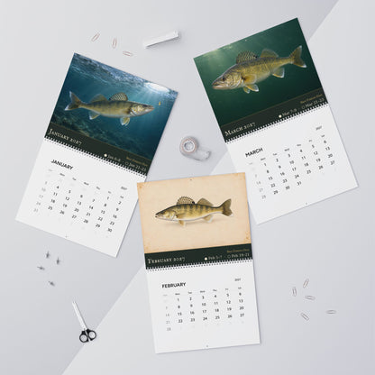 2027 Walleye Wall Calendar — Fish Art with Best Fishing Days