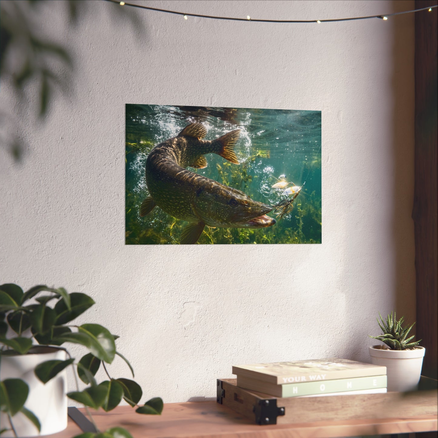 Northern Pike Spinnerbait Strike Fine Art Print — Museum-Quality Giclée for Anglers