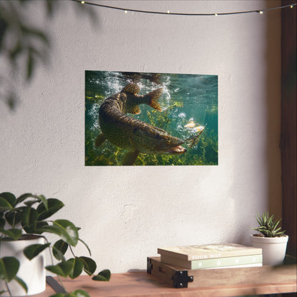 Northern Pike Spinnerbait Strike Fine Art Print — Museum-Quality Giclée for Anglers