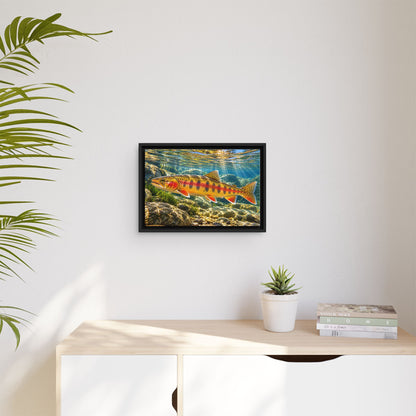 Sunlit Mountain Stream Golden Trout framed canvas wall art, view 5