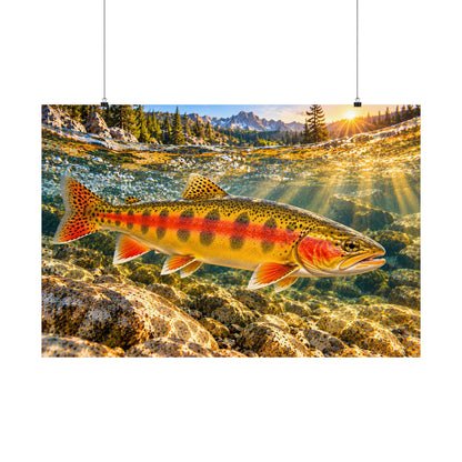 Mountain Sunrise Golden Trout poster wall art, view 3
