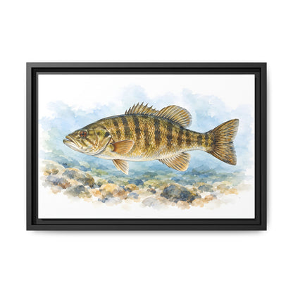 Watercolor Pebbles Smallmouth Framed Canvas wall art, view 2