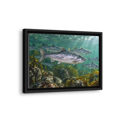 Lead the Run Pink Salmon framed canvas wall art, view 4