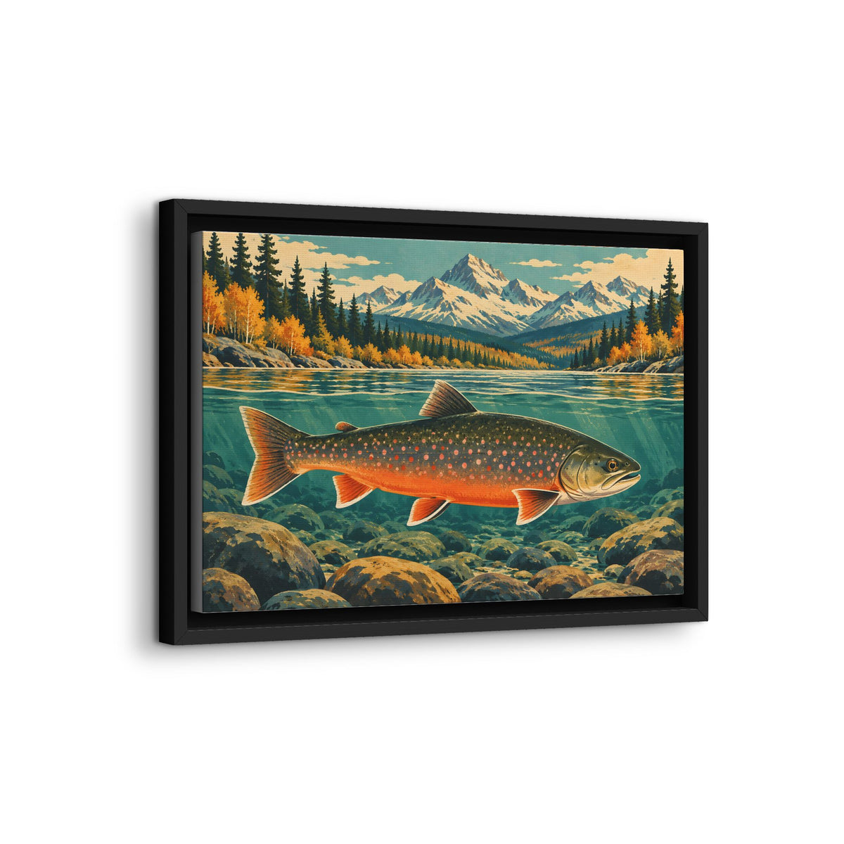 Beneath Autumn Mountains Dolly Varden framed canvas wall art, view 4