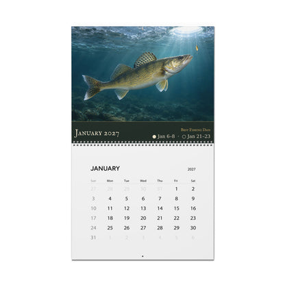 2027 Walleye Wall Calendar — Fish Art with Best Fishing Days