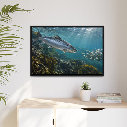 Emerald Pool Passage Salmon framed canvas wall art, view 5
