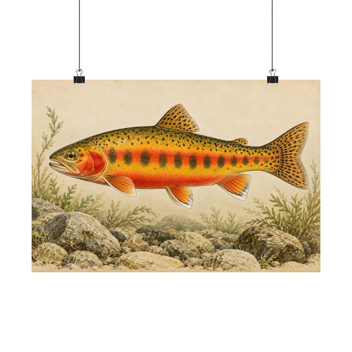 Vintage Stream Study Golden Trout poster wall art, view 2