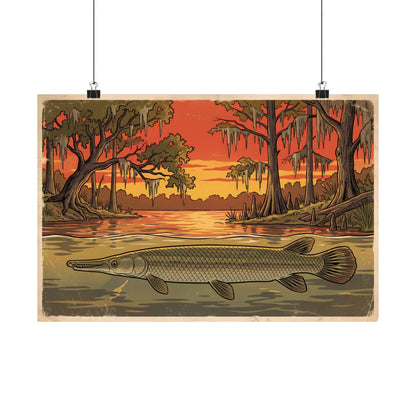 Alligator Gar Texas Sunset poster wall art, view 2