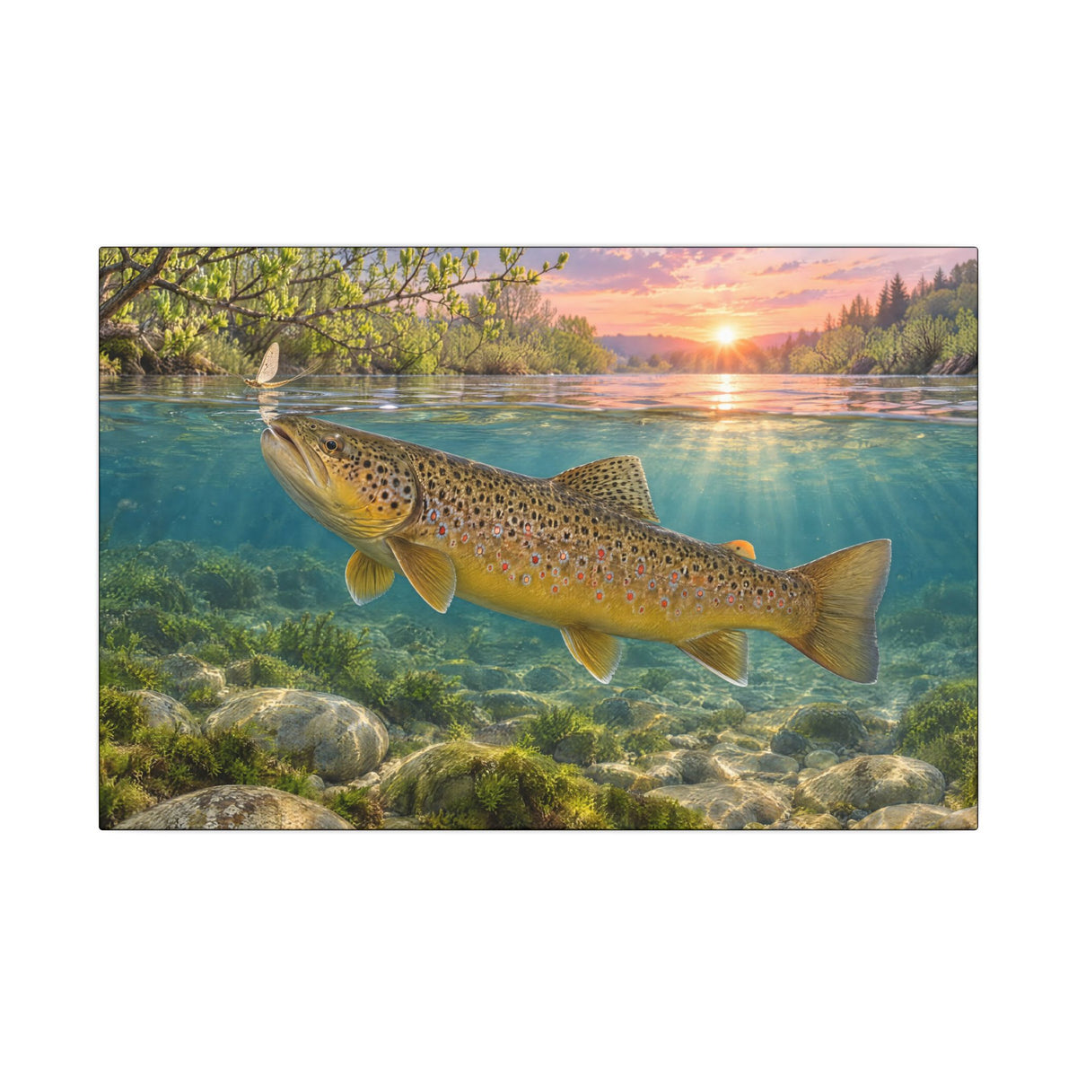 Spring Rise Brown Trout canvas wall art