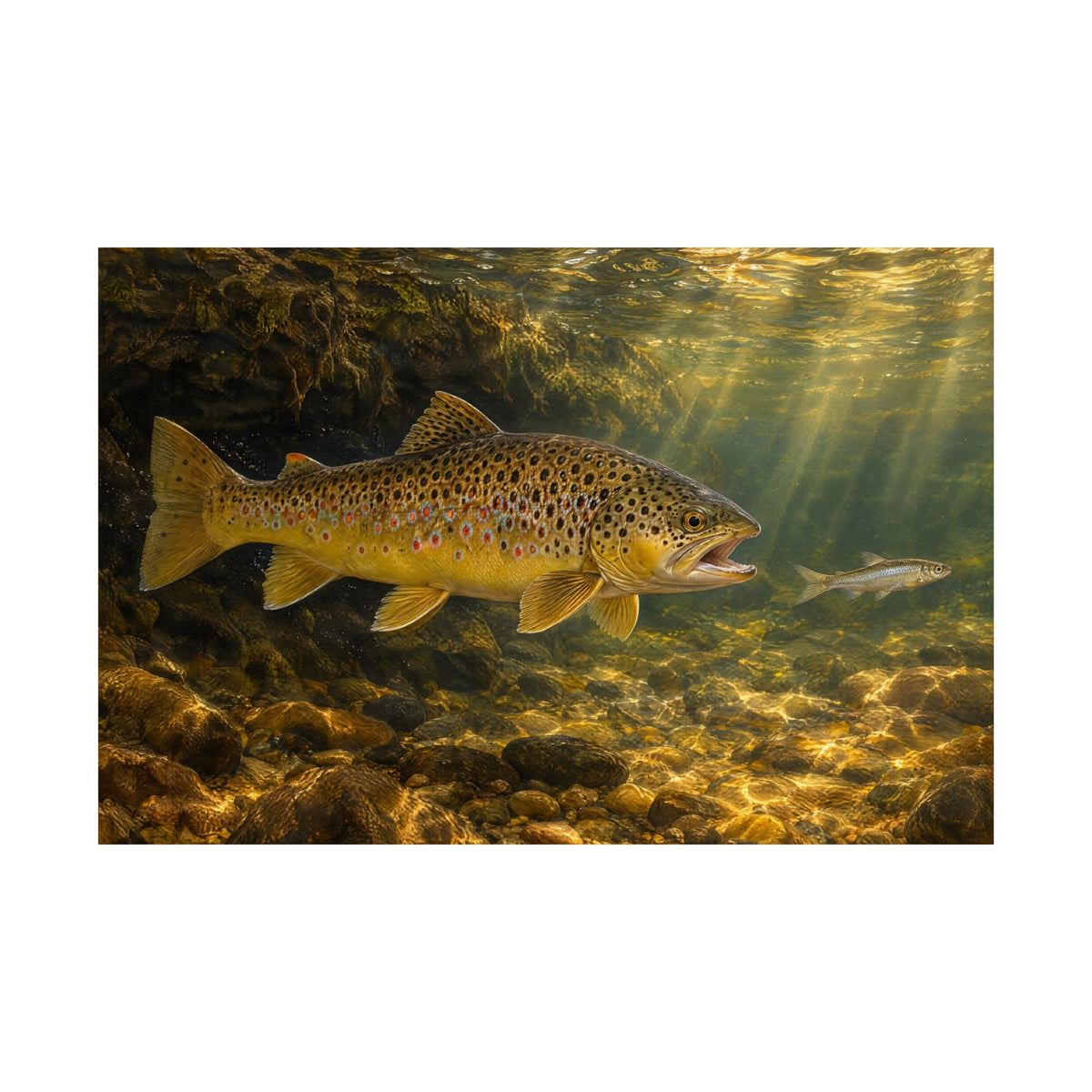 Streamer Chase Brown Trout fishing poster close-up