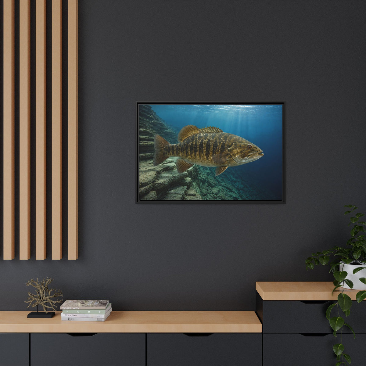 Deep Structure Smallmouth Bass framed canvas wall art, view 6