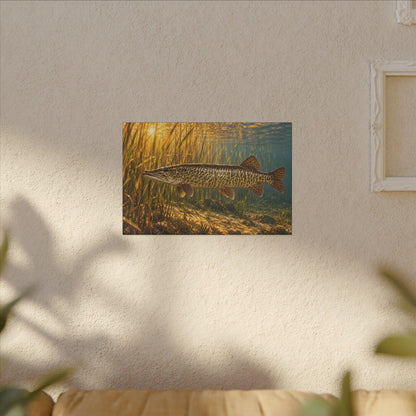 Tiger Muskie in Golden Reeds Canvas wall art, view 5