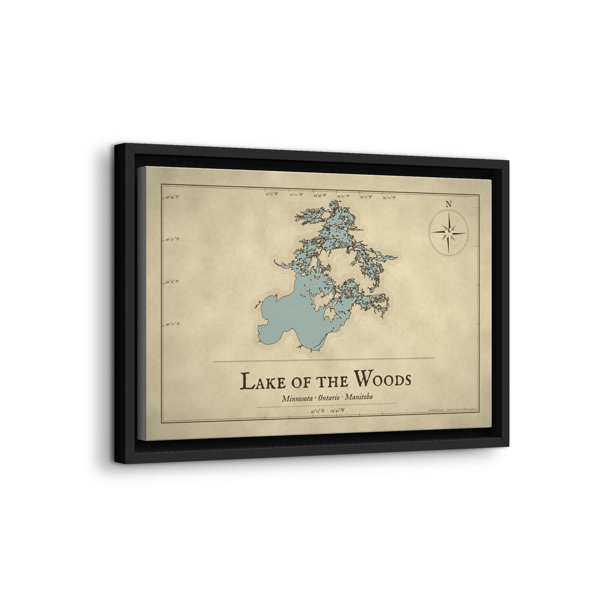 Lake of the Woods Vintage Map framed canvas wall art, view 4
