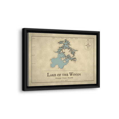 Lake of the Woods Vintage Map framed canvas wall art, view 4
