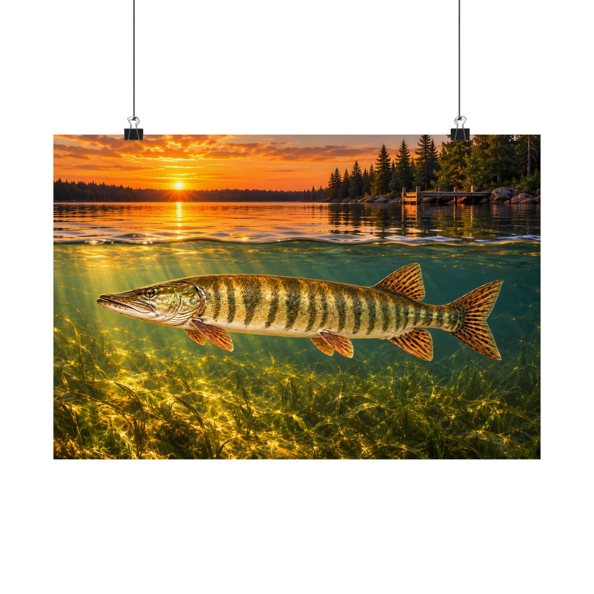 Northwoods Over-Under Muskie poster wall art, view 2