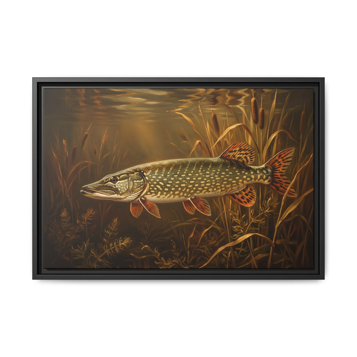 Old Masters Oil Northern Pike framed canvas, 36x24 size view