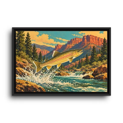 Red Mesa Leap Gila Trout framed canvas wall art, view 2
