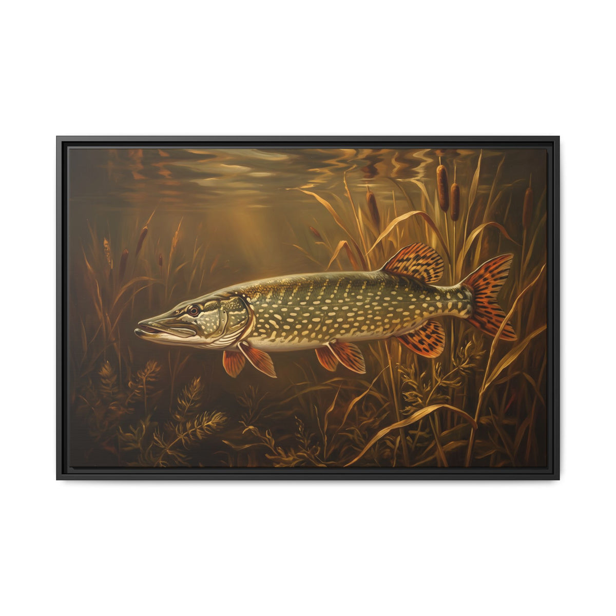 Old Masters Oil Northern Pike framed canvas, 18x12 size view