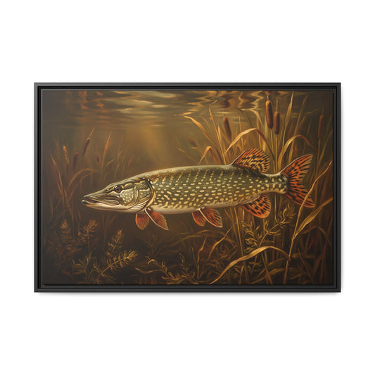Old Masters Oil Northern Pike framed canvas, 18x12 size view
