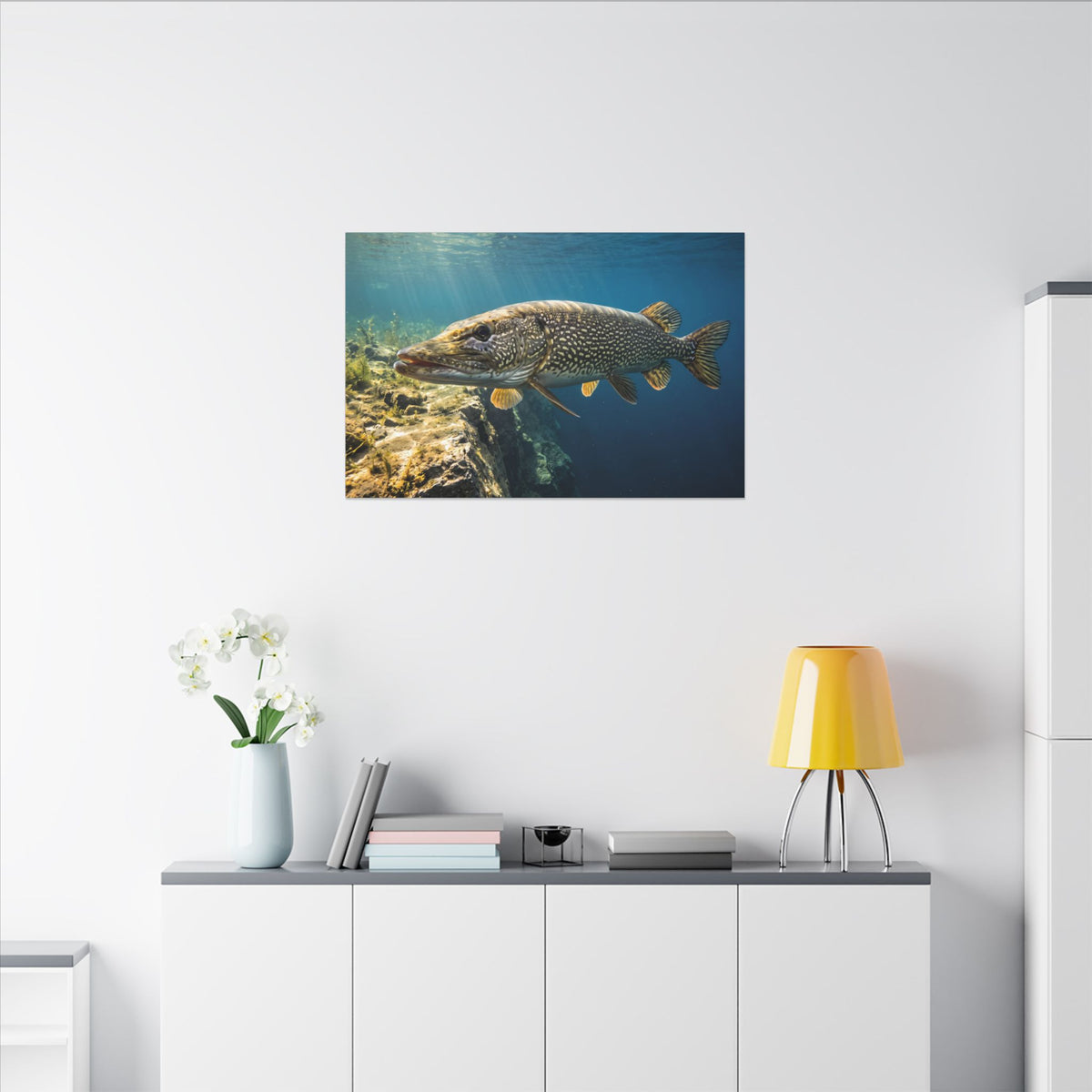 Northern Pike Deep Water Cruise Canvas — Trophy Wall Art for Anglers