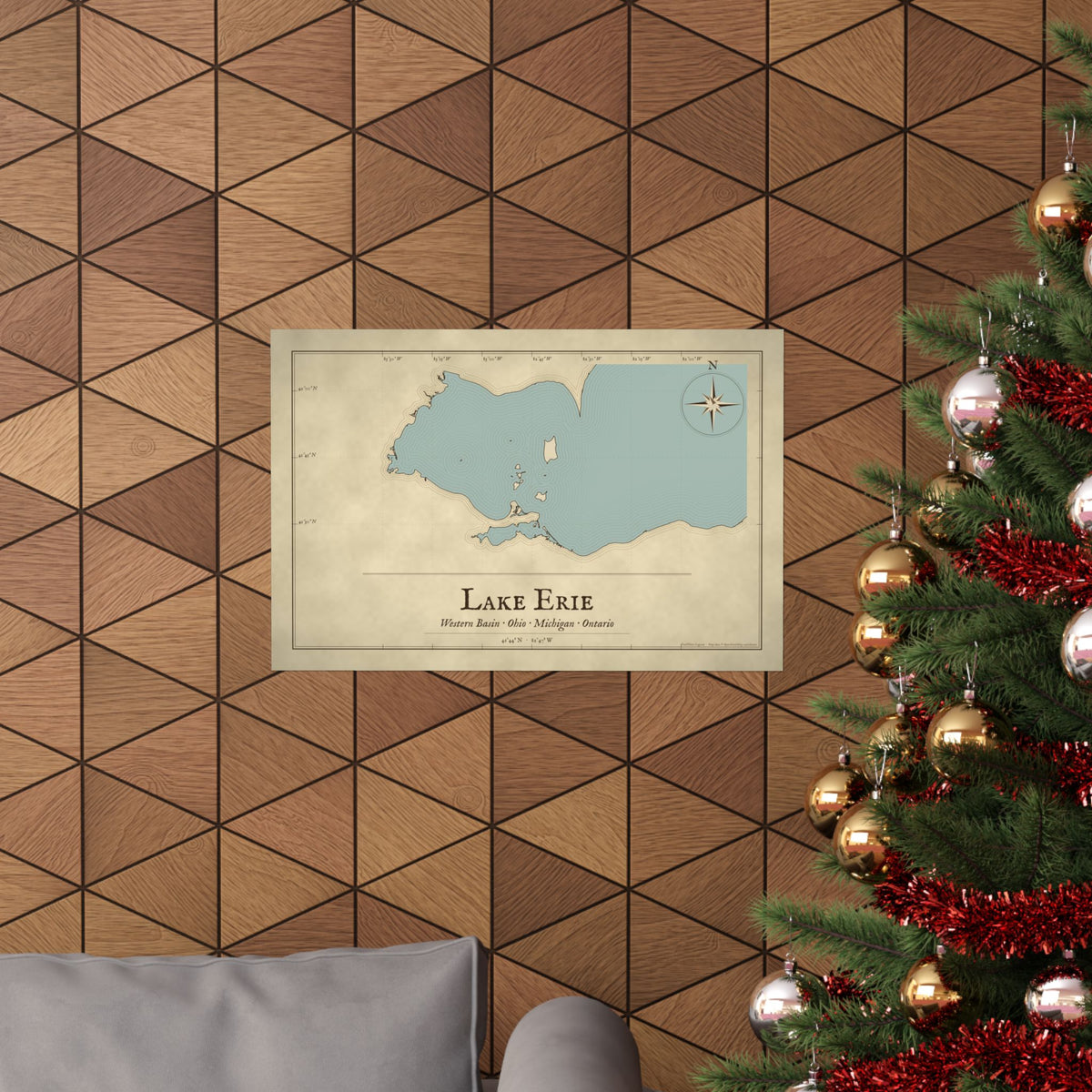 Lake Erie Western Basin Vintage Map poster wall art, view 6