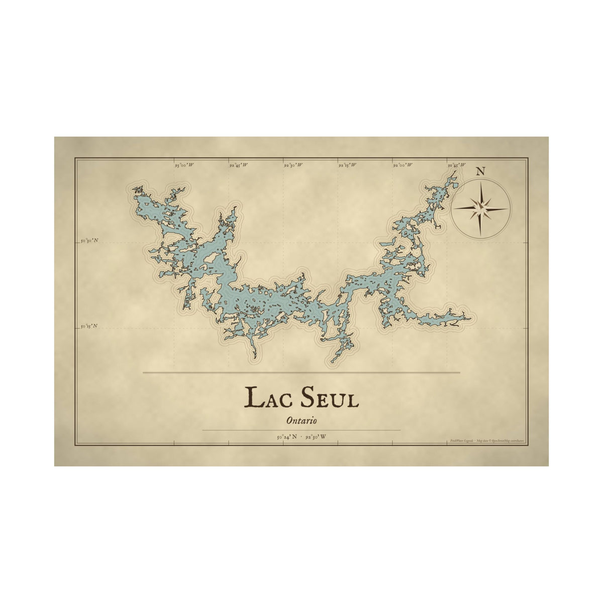 Lac Seul Vintage Map poster wall art, view 4