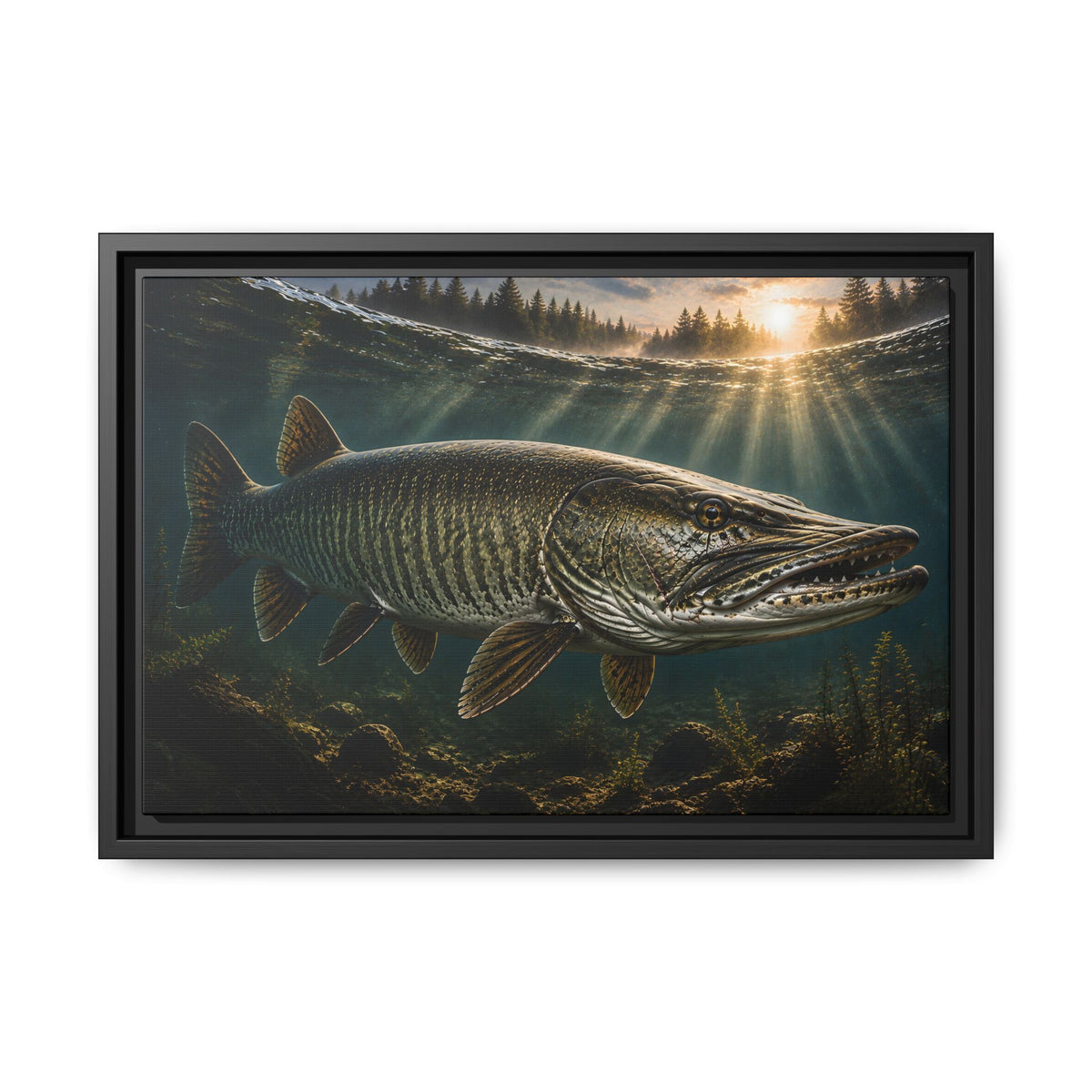 The Ghost Muskie framed canvas, 24x16 size view