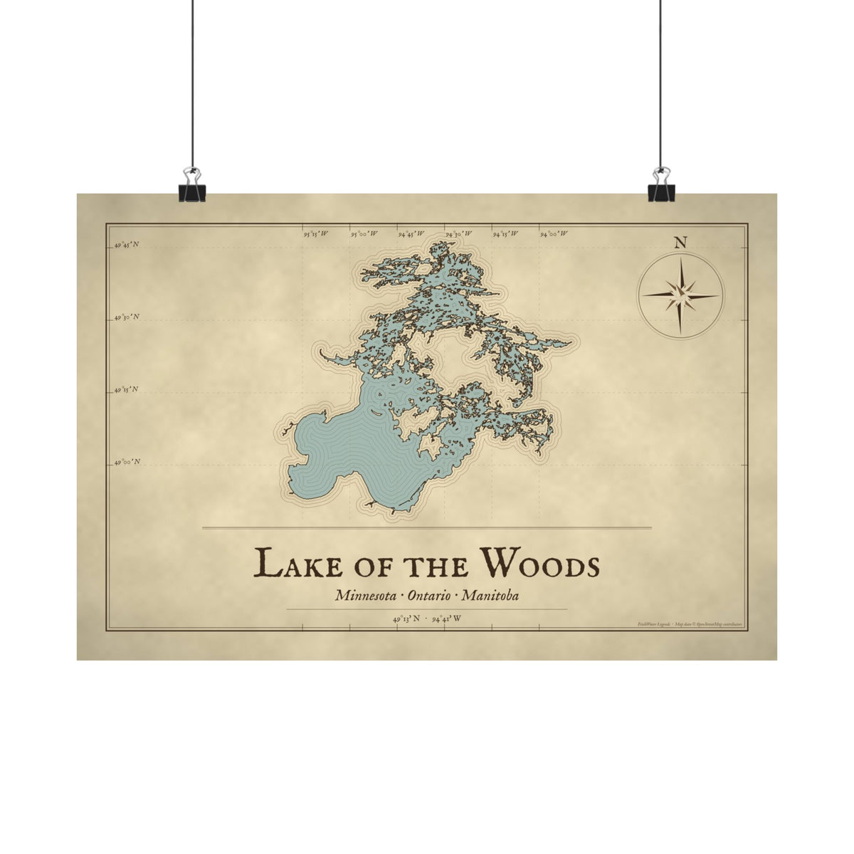 Lake of the Woods Vintage Map poster wall art, view 2