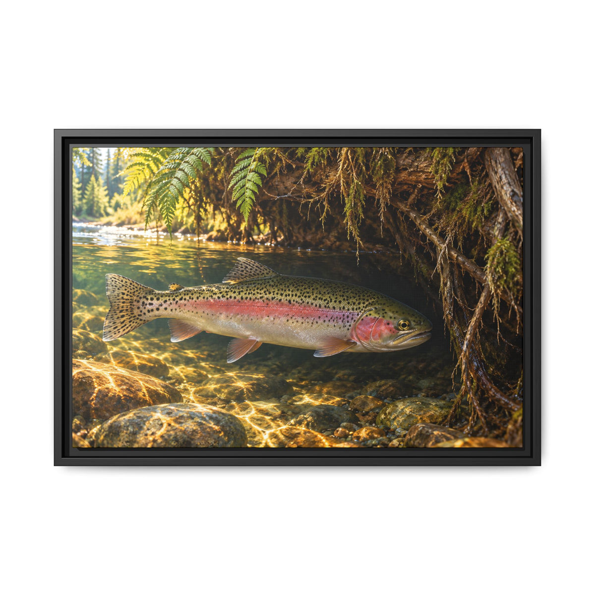 Cedar Cutbank Rainbow Trout framed canvas wall art – photo 3