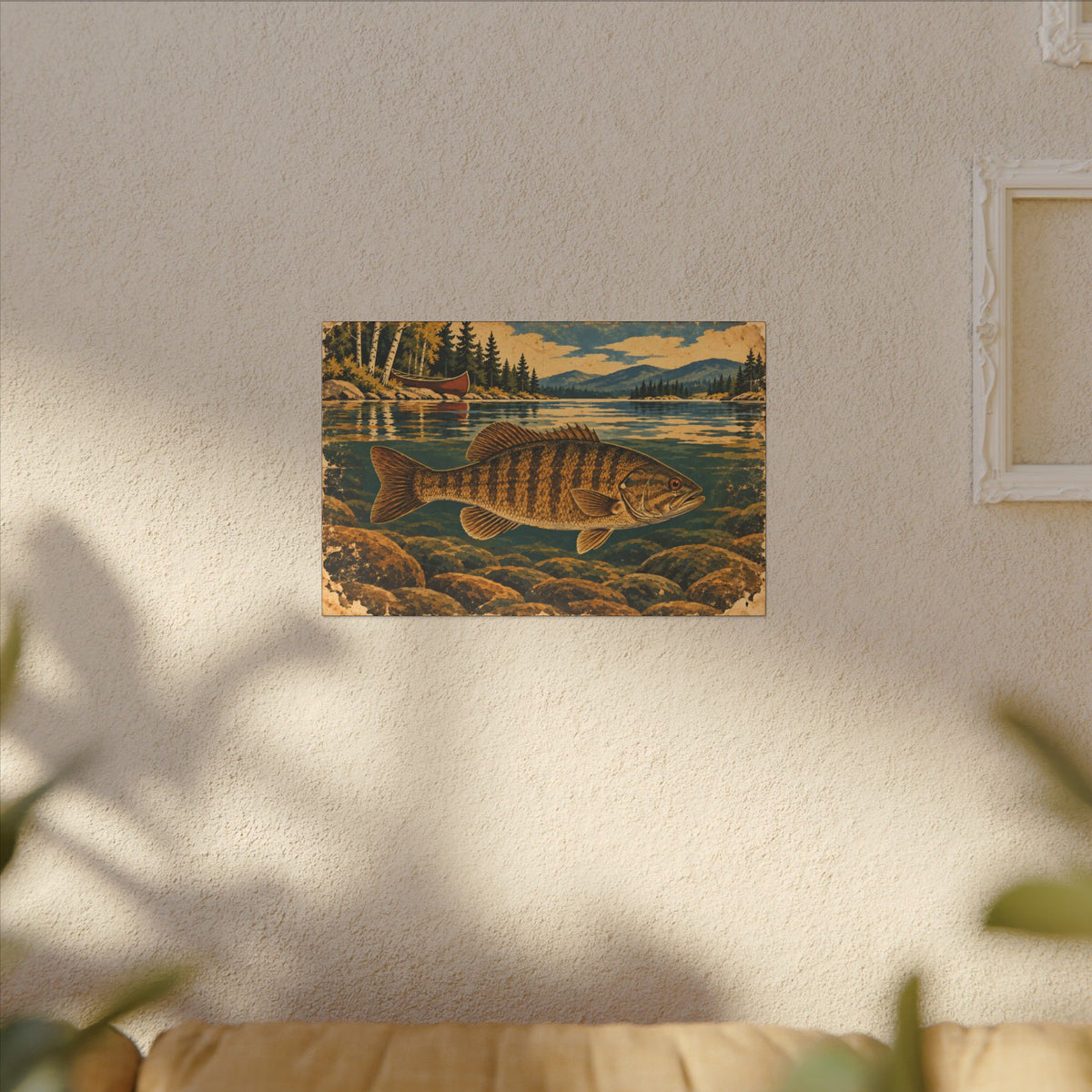 Vintage Lodge River Smallmouth Canvas wall art, view 5