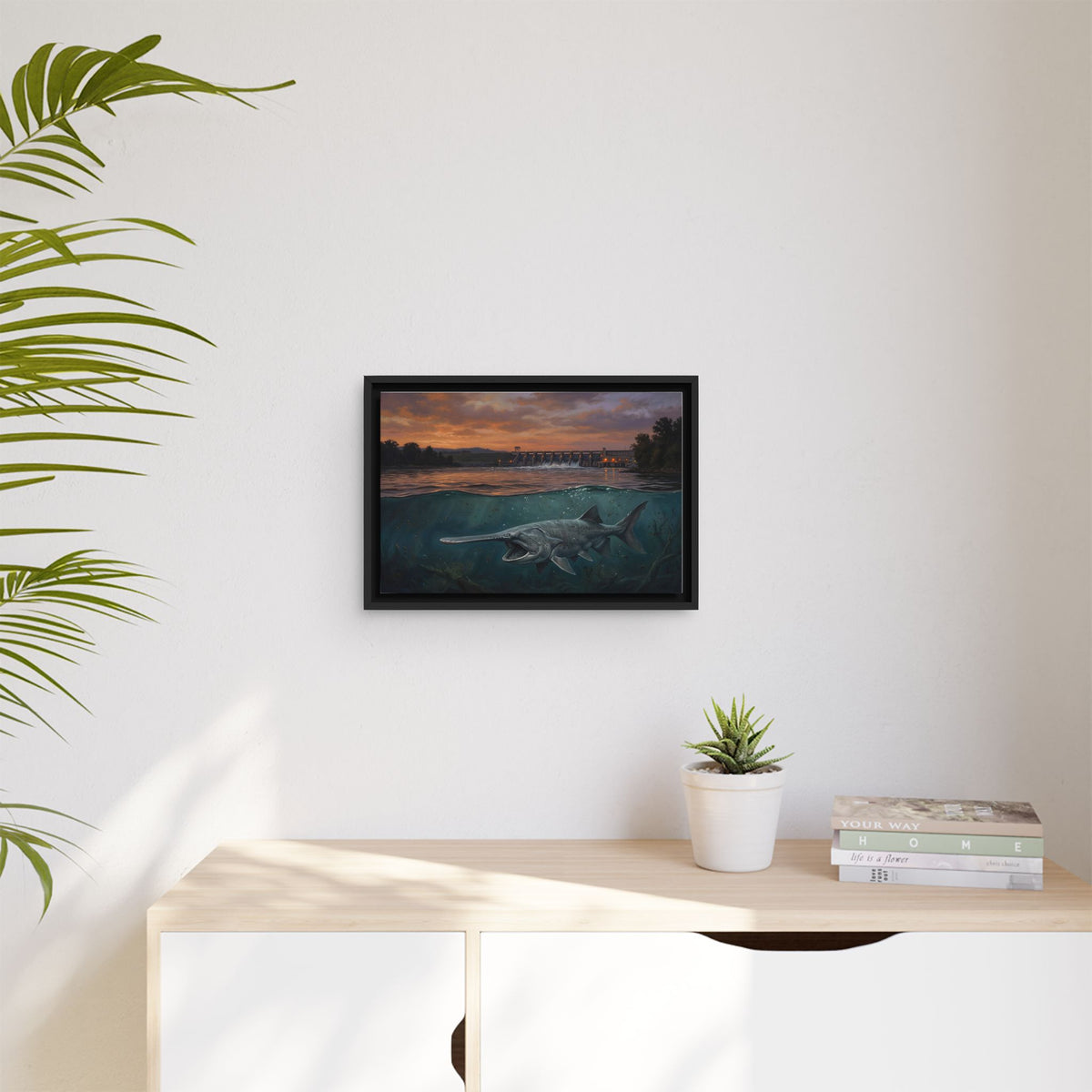 Paddlefish Spillway framed canvas wall art, view 5