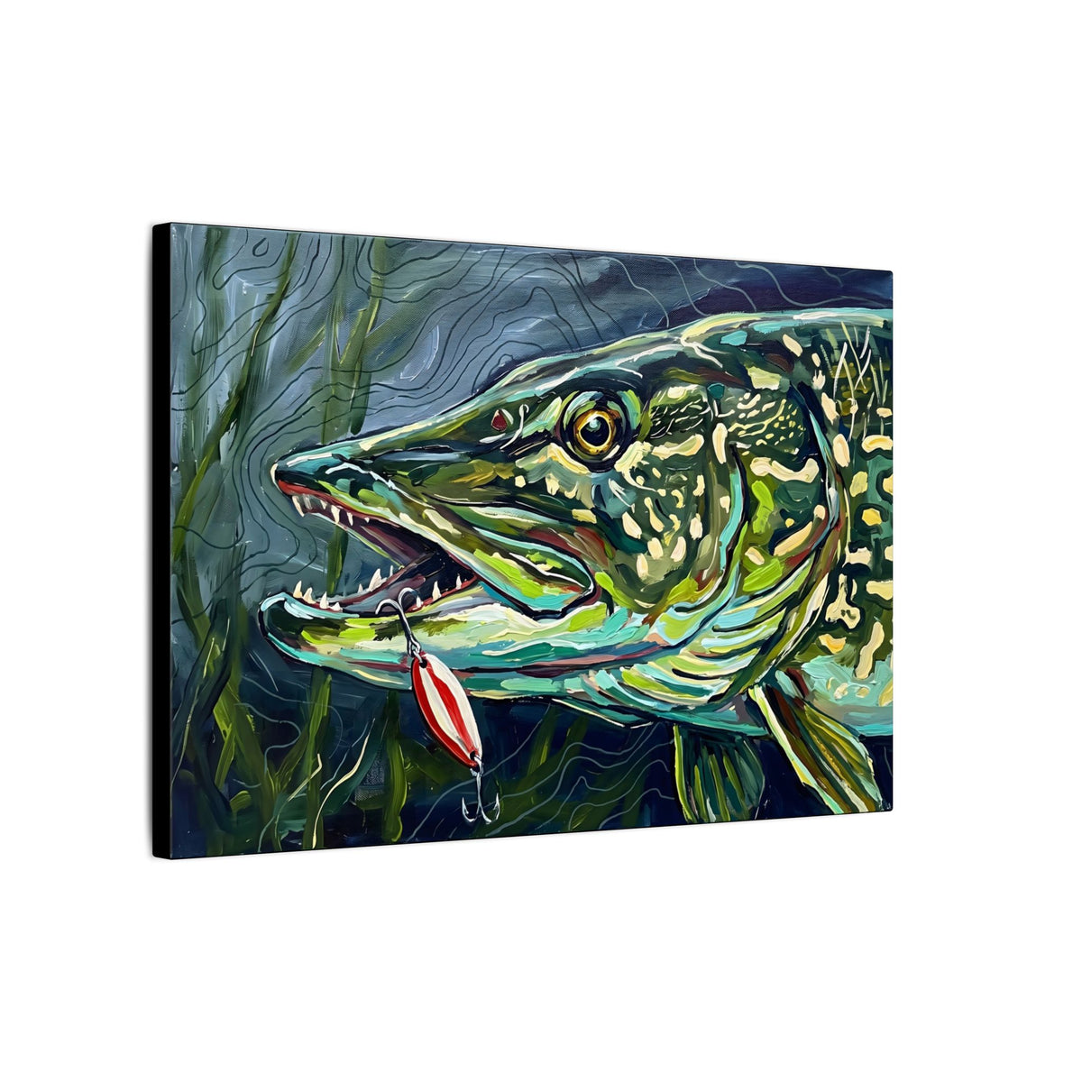 Legends Bold Close-Up Weed-Line Northern Pike canvas wall art, view 4