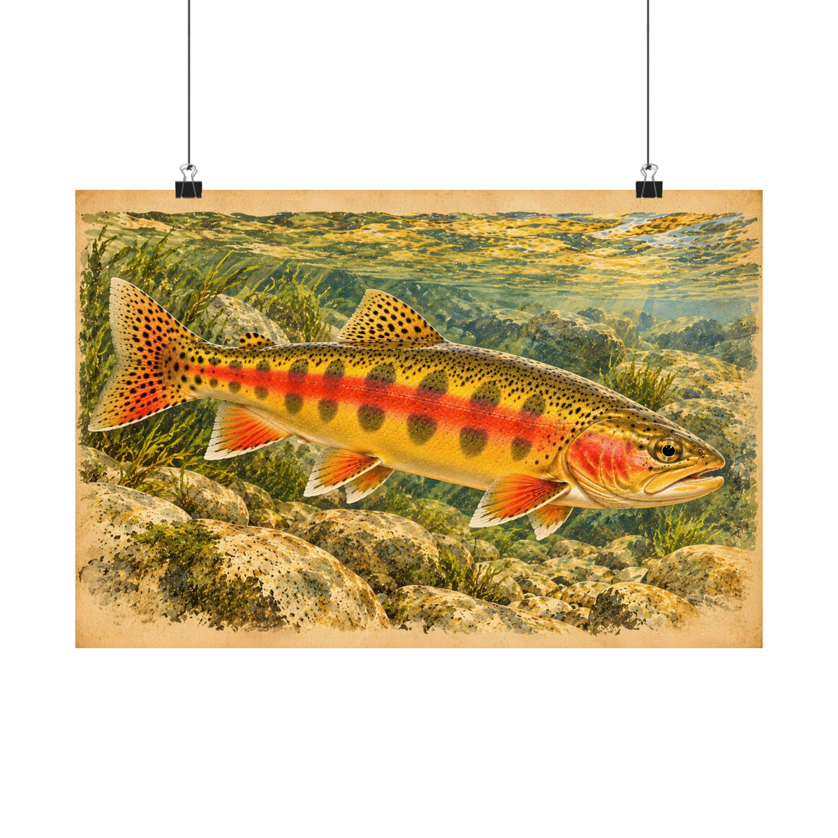 Vintage Underwater Portrait Golden Trout poster wall art, view 2