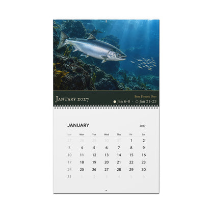 2027 Salmon Wall Calendar — Fish Art with Best Fishing Days