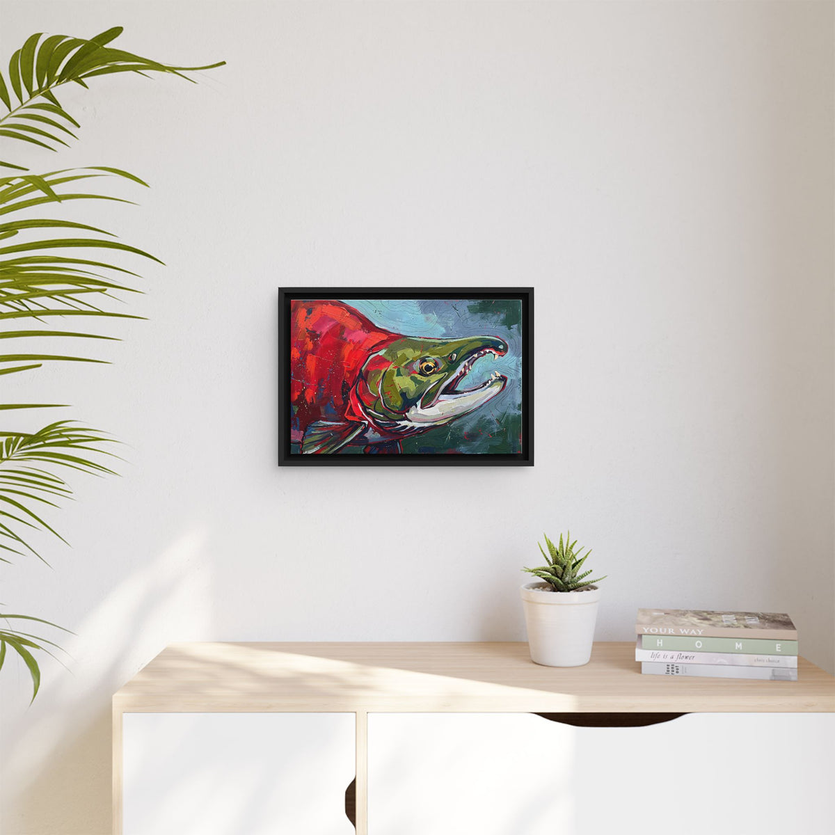 Legends Bold Close-Up Spawning Sockeye Salmon framed canvas wall art, view 5