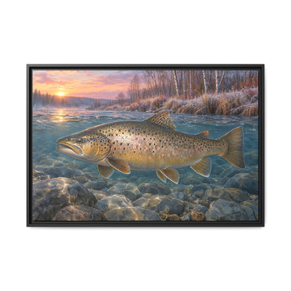 Lake-Run Giant Brown Trout framed canvas, 18x12 size view