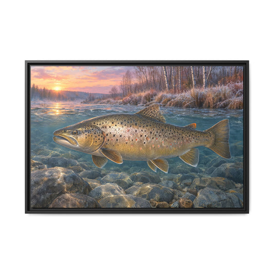 Lake-Run Giant Brown Trout framed canvas, 18x12 size view